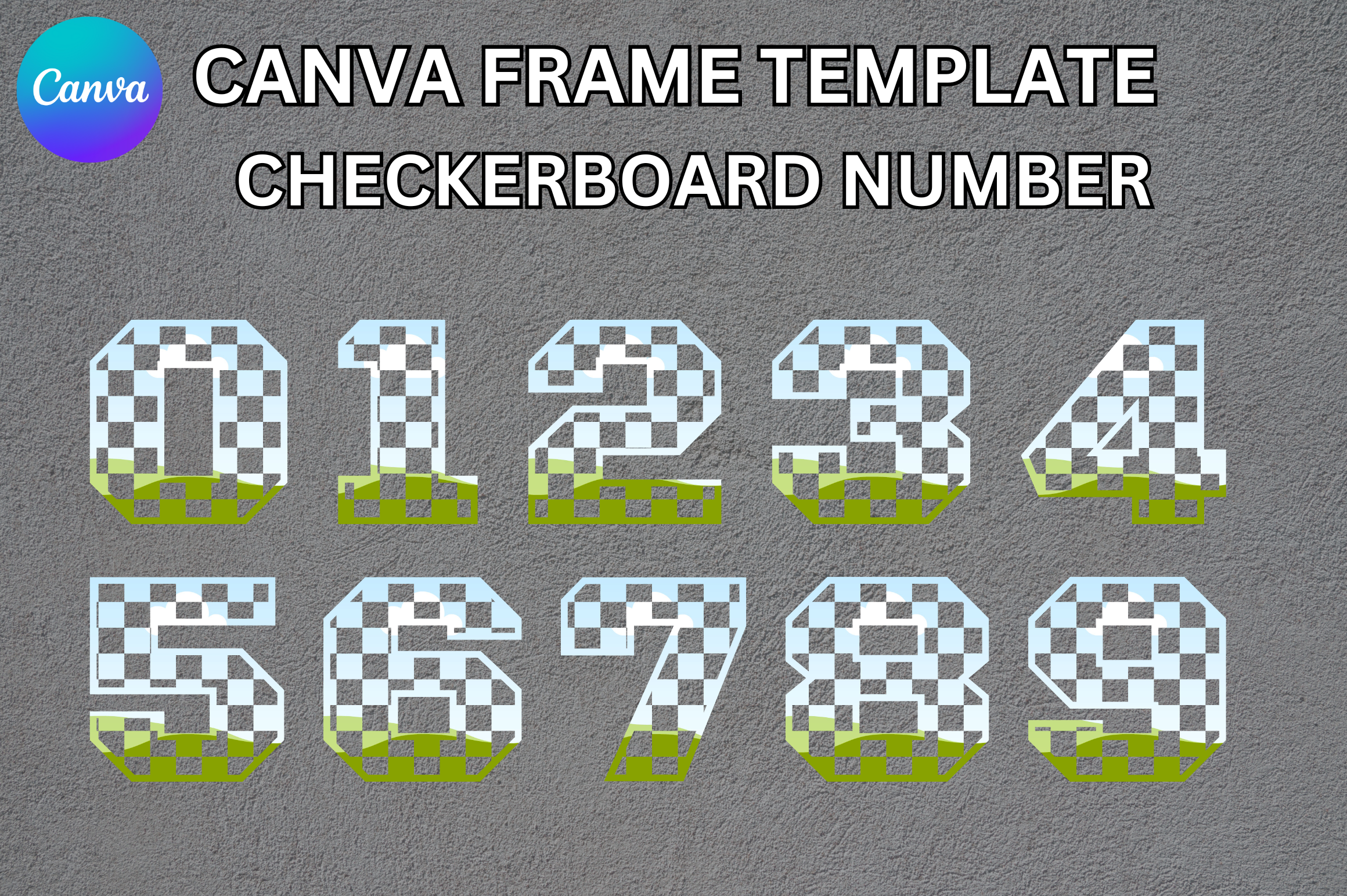 Checkered Number Canva Frame Template