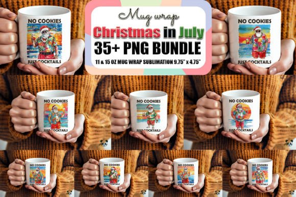 Christmas In July Santa Mug Wrap Bundle Graphics