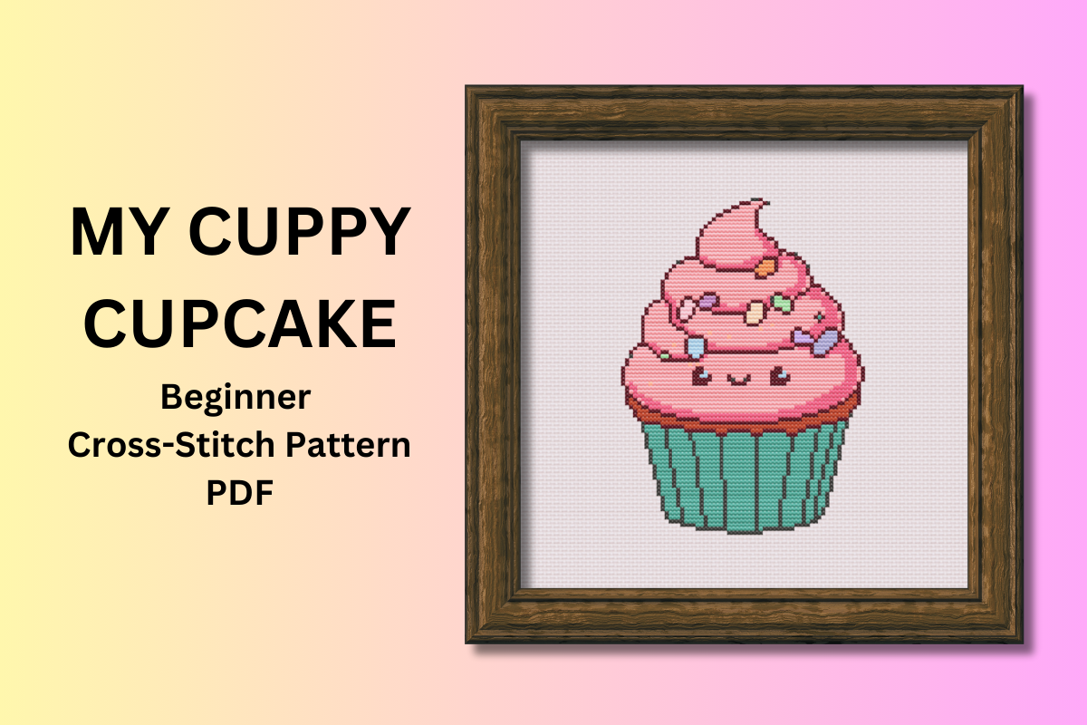 Kawaii Cupcake Cross Stitch Pattern