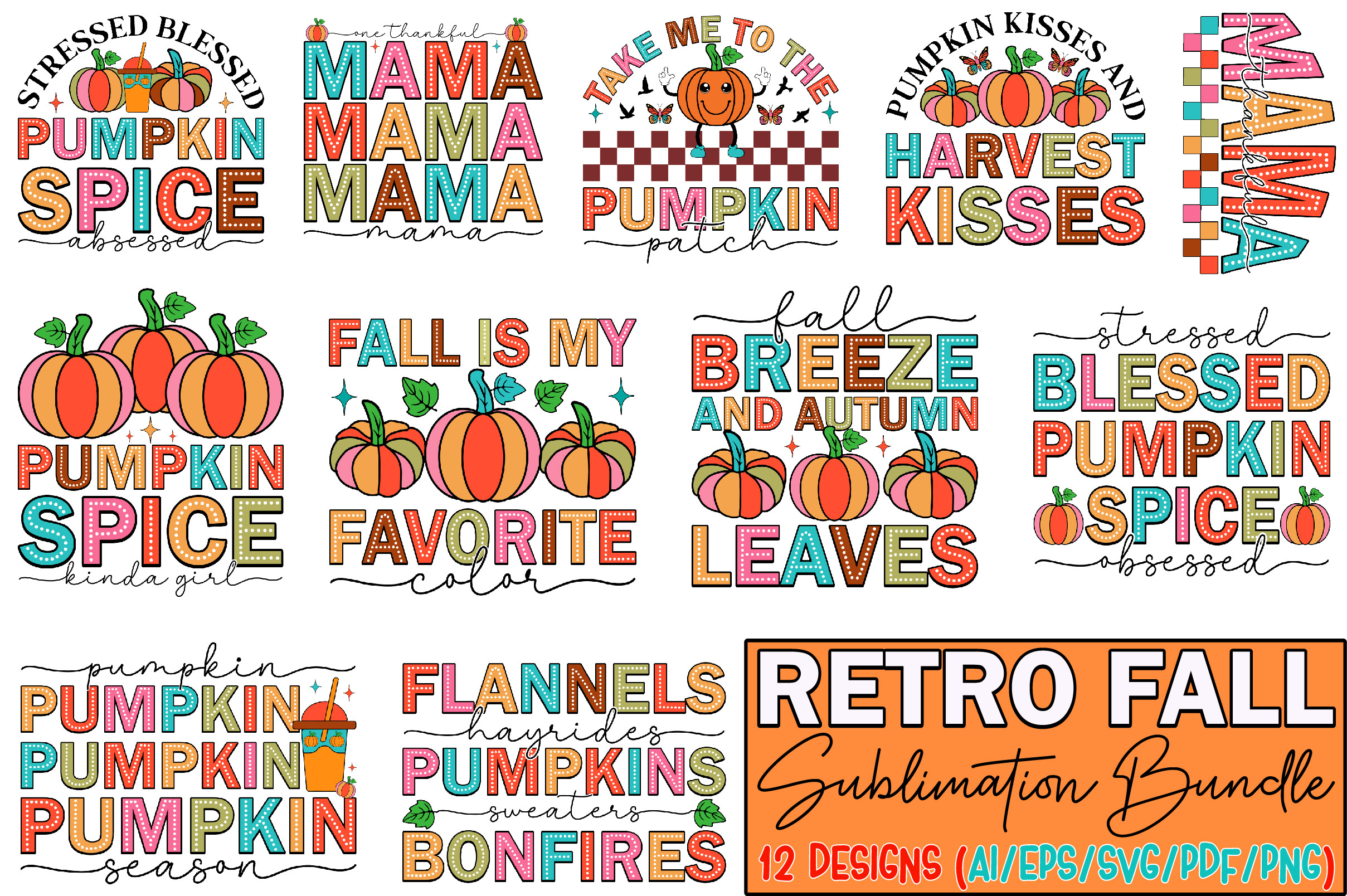 Retro Fall Sublimation Bundle Graphic by NexaArt · Creative Fabrica