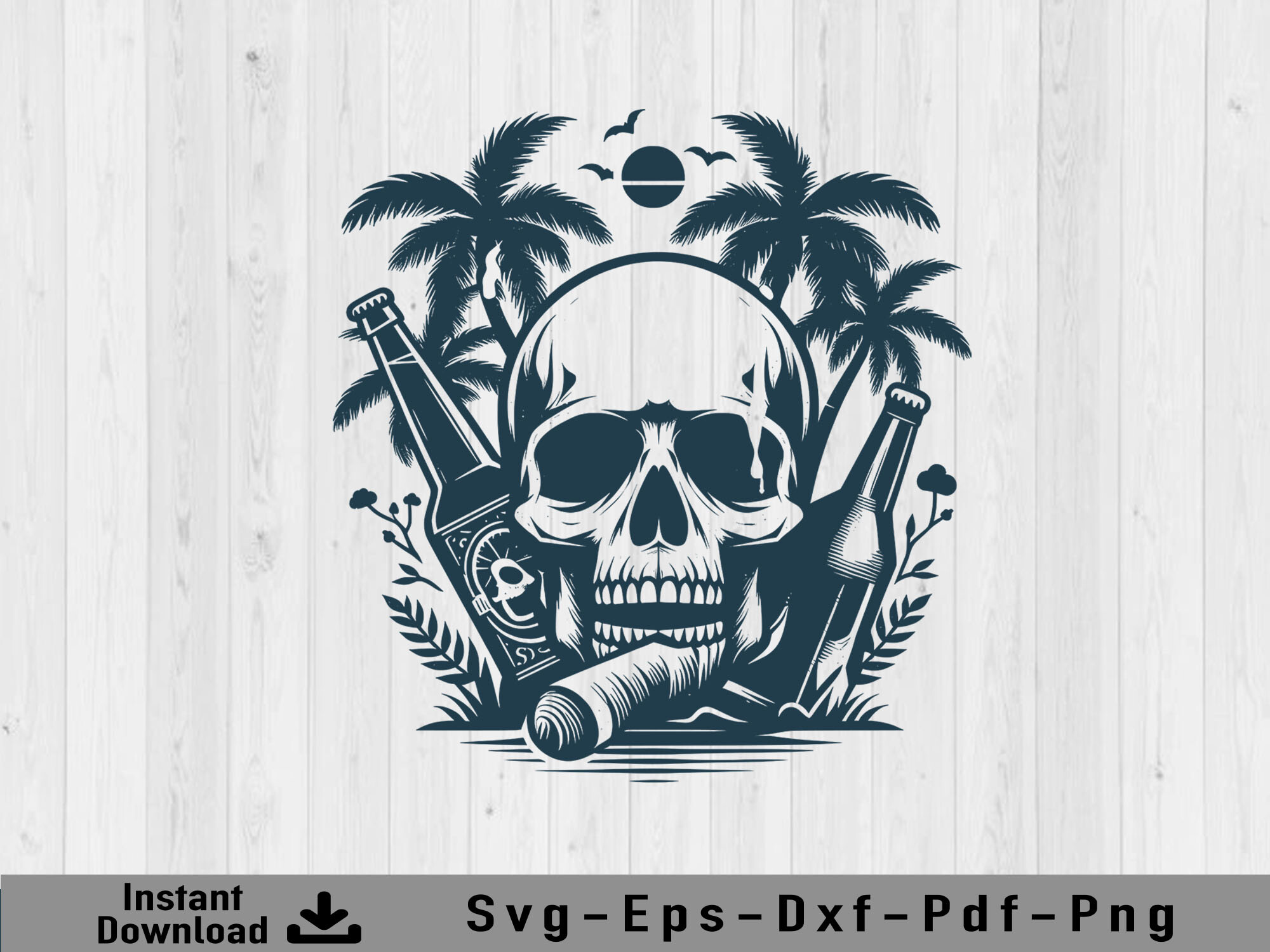 Skull Head with Beer Bootle Svg Vector Graphic by shikharay410 ...