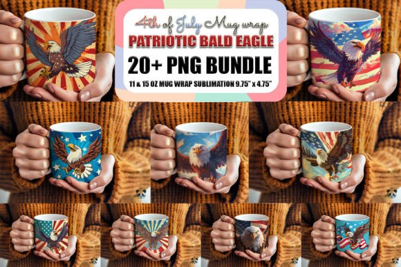 4th Of July Bald Eagle Mug Wrap Bundle