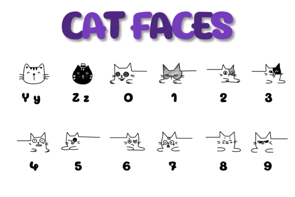 Cat Faces Font PNG with transparent background - Preview 3