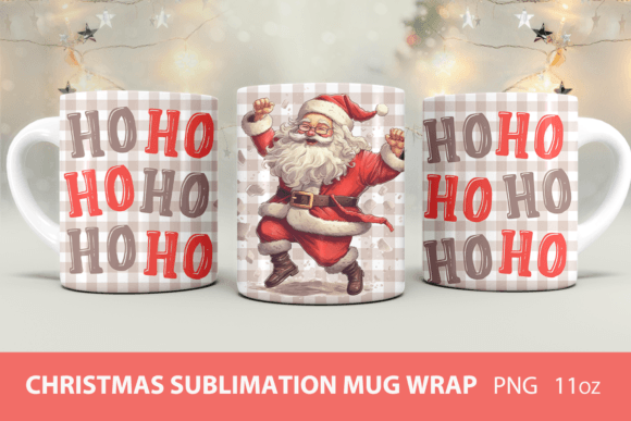Christmas Mug Wrap, Santa Mug Design