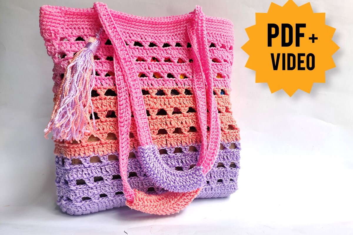 Crochet Market Bag Pattern PDF & Video