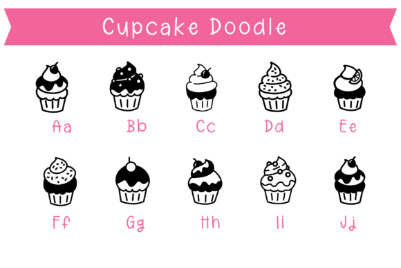 Cupcake Doodle Font PNG with transparent background - Preview 1