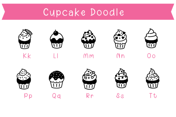 Cupcake Doodle Font PNG with transparent background - Preview 2