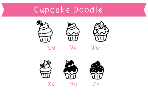 Cupcake Doodle Font PNG with transparent background - Preview 3