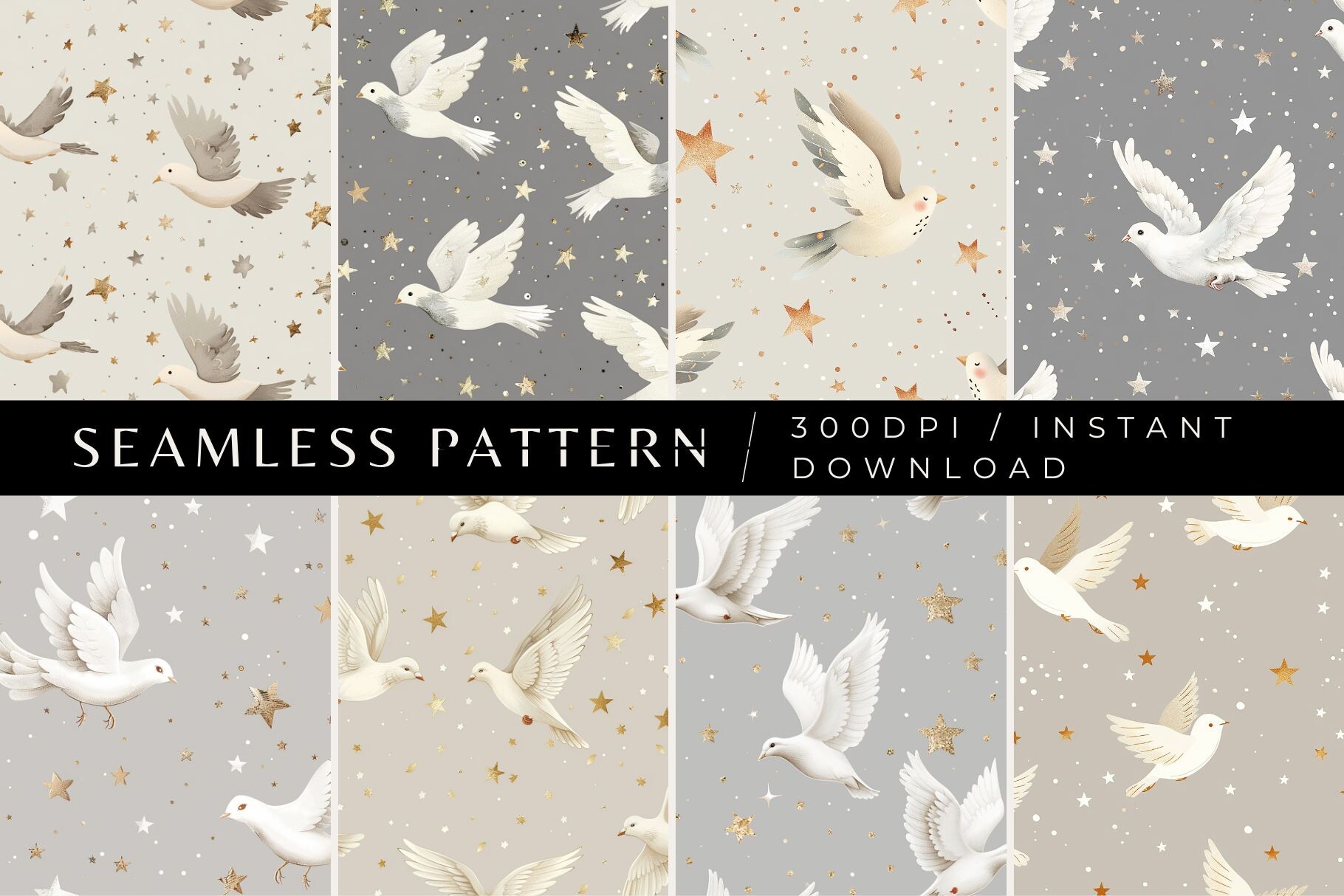 Flying Doves Seamless Patterns Graphic by Inknfolly · Creative Fabrica