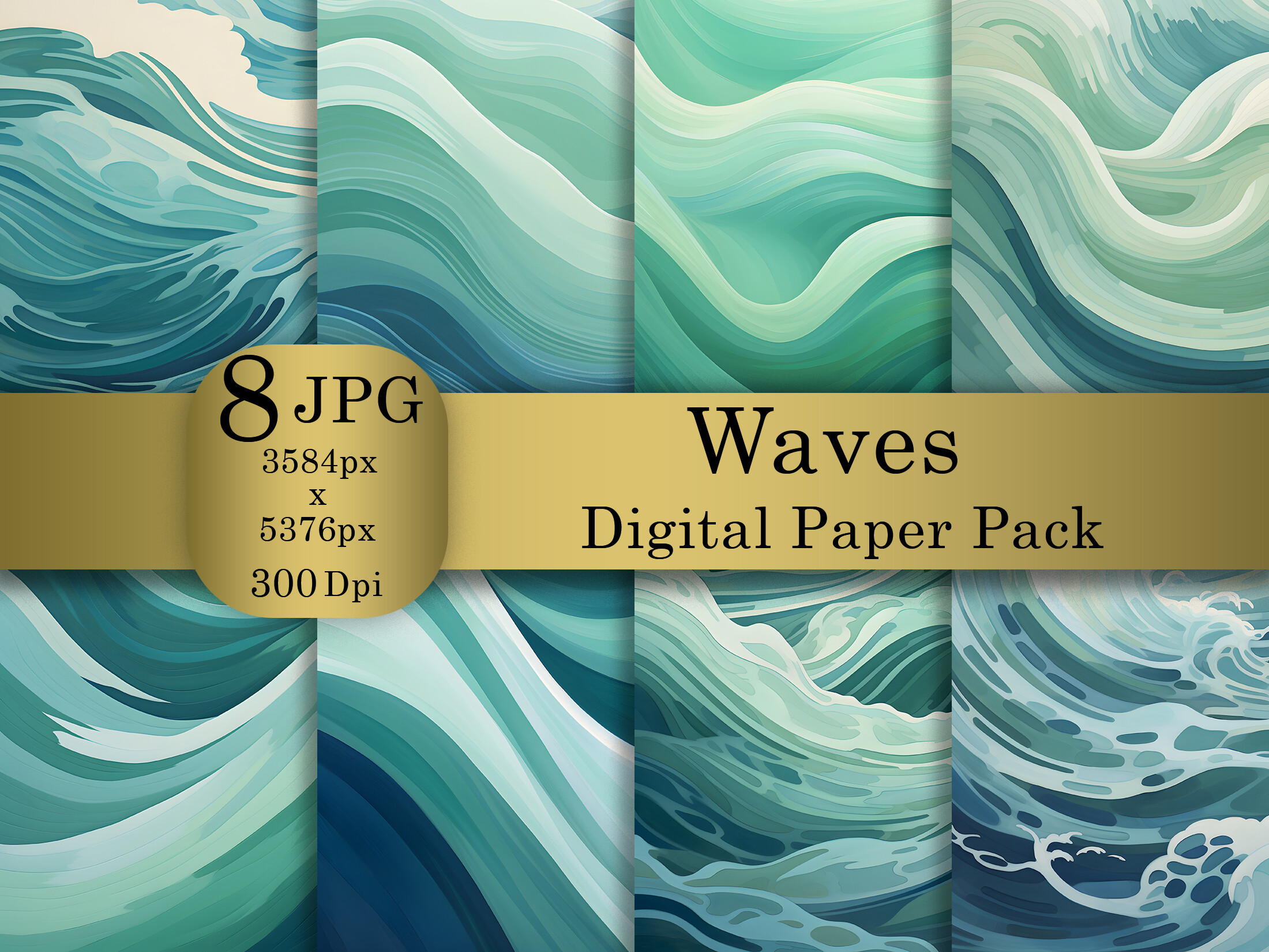 Japanese Waves Digital Paper Pack Jpg Graphic by Art.X · Creative Fabrica