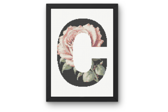 Pink Rose on Black C Monogram