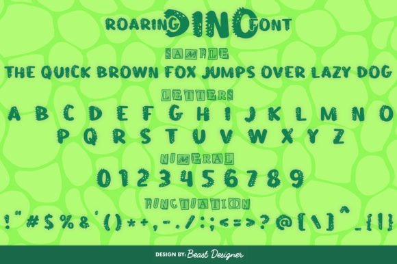 Roaring Dino Font PNG with transparent background - Preview 1