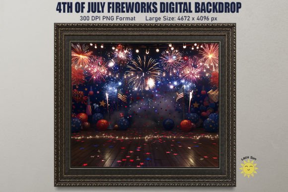 Preview of 4th of July Fireworks Digital Backdrop digital backdrop