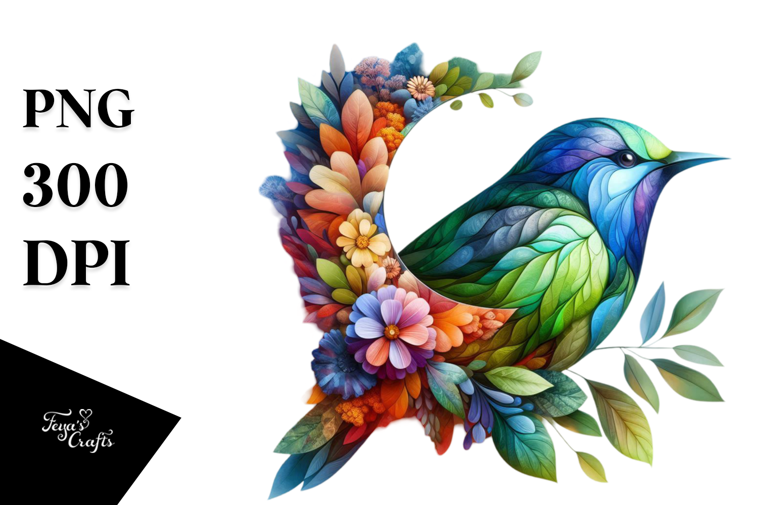 Abstract Vibrant Bird Glass Frame PNG Graphic by Anastasia Feya ...