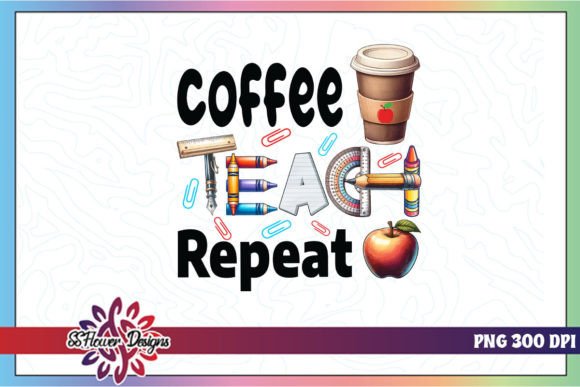 Coffee Teacher Repeat Sublimation PNG