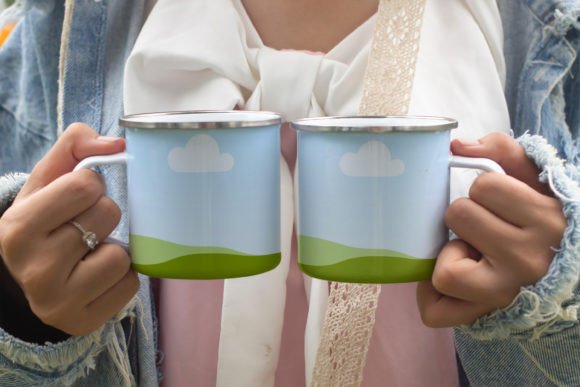 Enamel Mug Mockup Canva DRAG & DROP