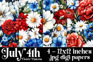 July 4th Red White Blue Floral Patterns Graphic by Designing with Marlo ...