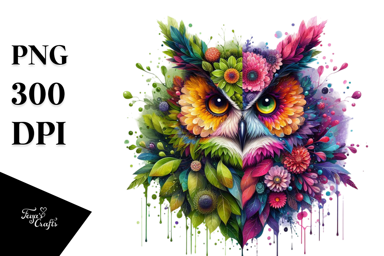 Vibrant Abstract Owl PNG Graphic by Anastasia Feya · Creative Fabrica