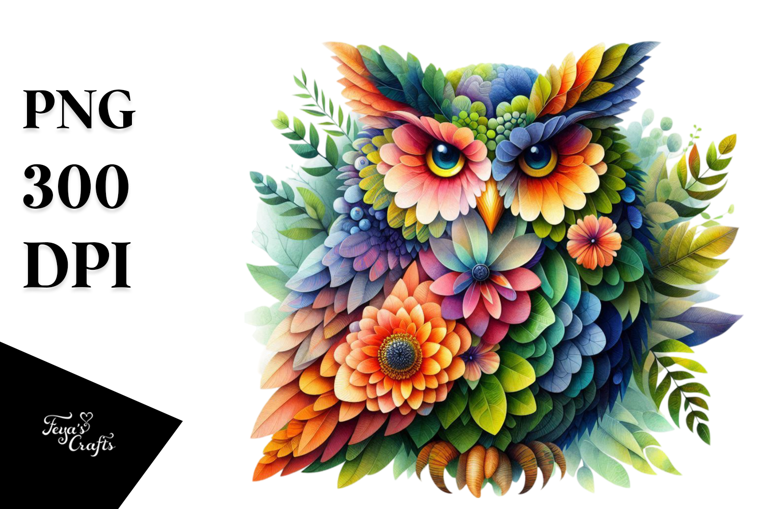 Vibrant Abstract Owl PNG Graphic by Anastasia Feya · Creative Fabrica