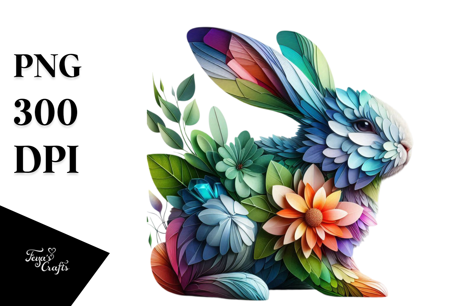 Vibrant Glassy Bunny Clipart Graphic by Anastasia Feya · Creative Fabrica