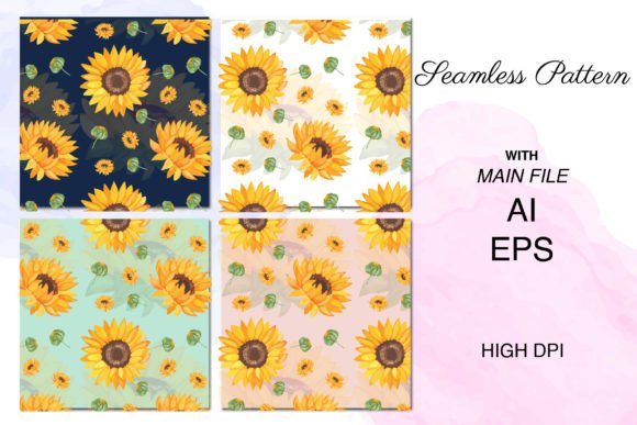 Watercolor Sunflower Seamless Pattern Graphic Patterns By Floralworld