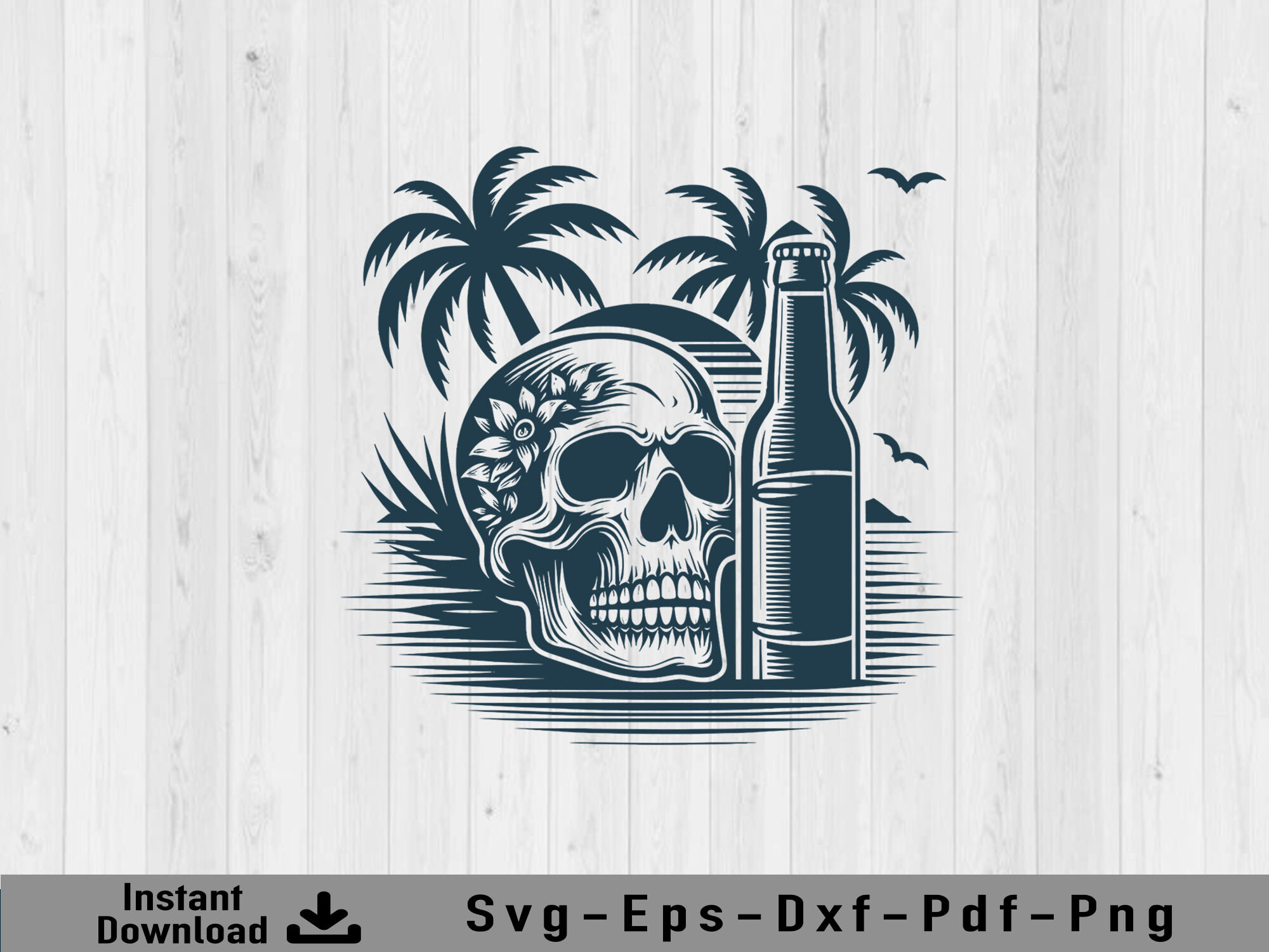 Skull Head with Beer Bootle Svg Vector Graphic by shikharay410 ...
