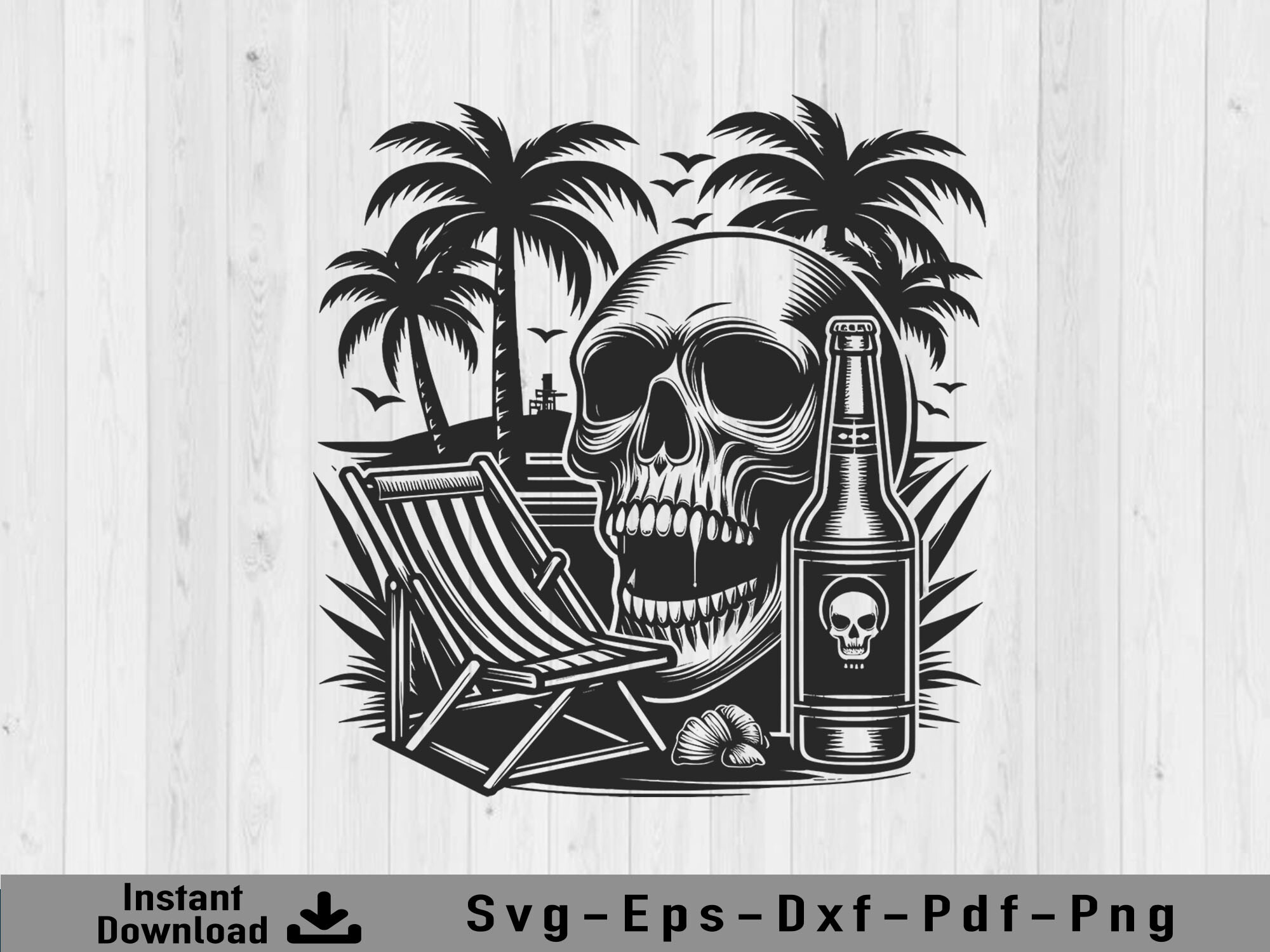 Skull Head with Beer Bootle Svg Vector Graphic by shikharay410 ...