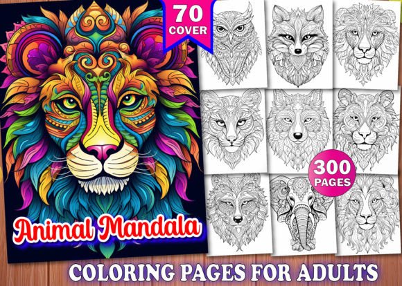 300 Adults Animal Mandala Coloring Book