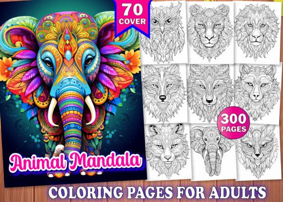 300 Adults Animal Mandala Coloring Book
