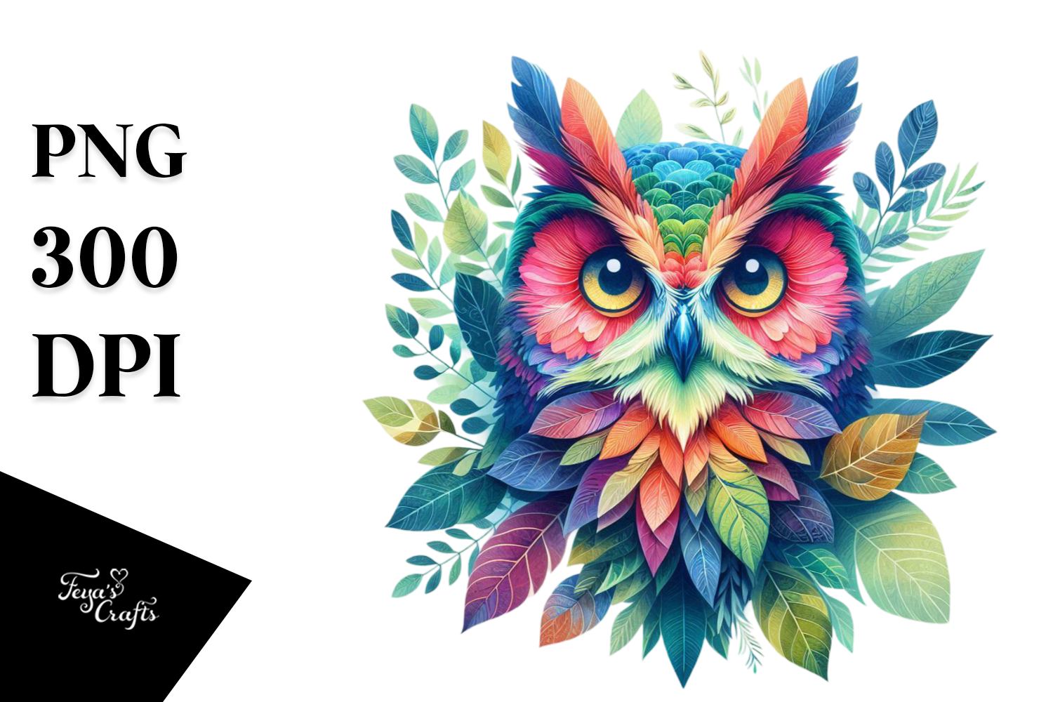 Abstract Vibrant Owl PNG Graphic by Anastasia Feya · Creative Fabrica