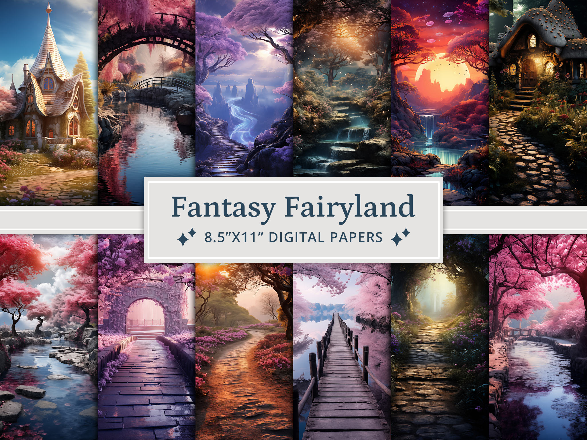 Fantasy Fairyland Digital Papers Graphic by altendi · Creative Fabrica