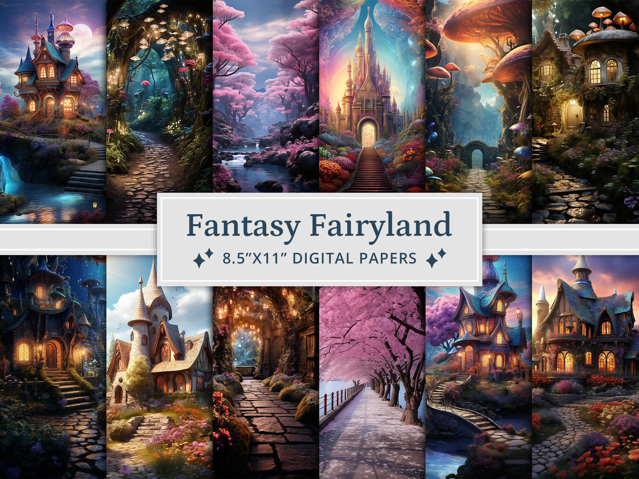 Fantasy Fairyland Digital Papers Graphic by altendi · Creative Fabrica