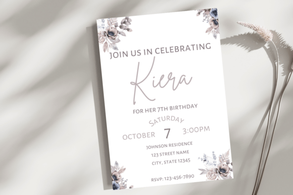 Floral Girl Birthday Invite Template