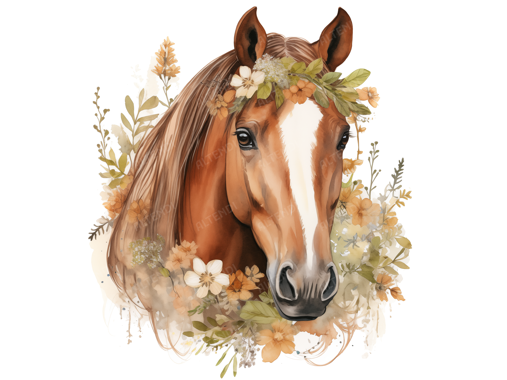 Floral Horses Clipart