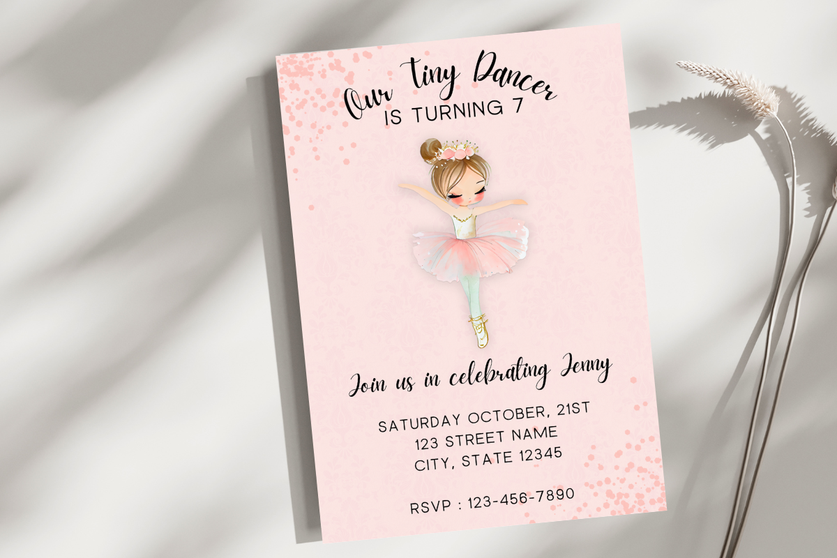 Girl Dancer Birthday Invite Template