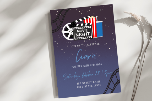 Movie Night Birthday Invite Template
