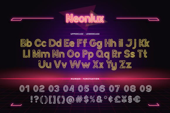 Neonlux Font PNG with transparent background - Preview 2