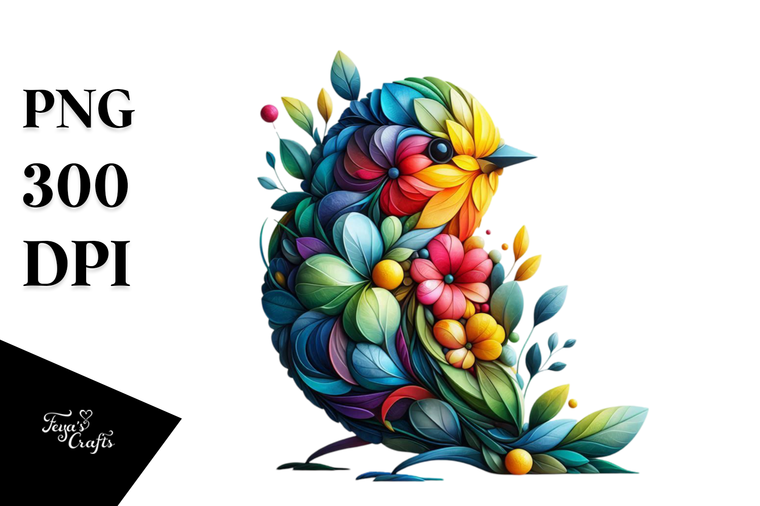 Vibrant Abstract Glass Flower Bird PNG Graphic by Anastasia Feya ...