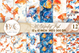 Watercolor Fish Seamless Digital Paper Graphic by BellinnaCraft ...