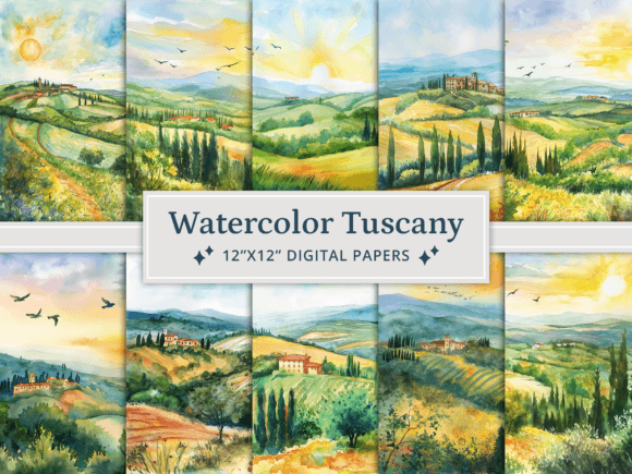 Watercolor Tuscany Digital Papers