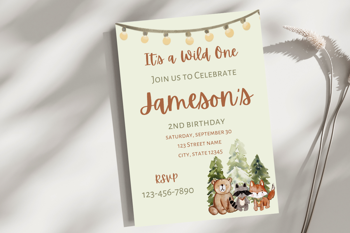 Woodland Birthday Invitation Template