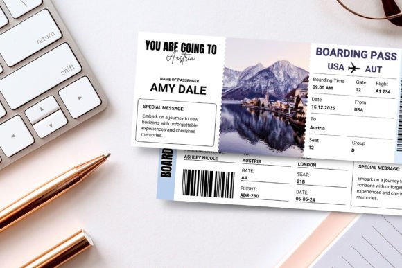 Austria Trip Surprise Gift Ticket Canva