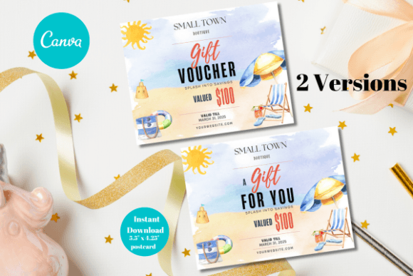 Beach Theme Gift Card Canva Template