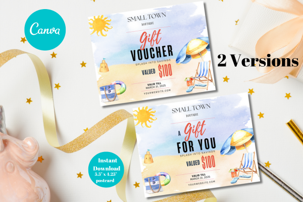 Beach Theme Gift Card Canva Template