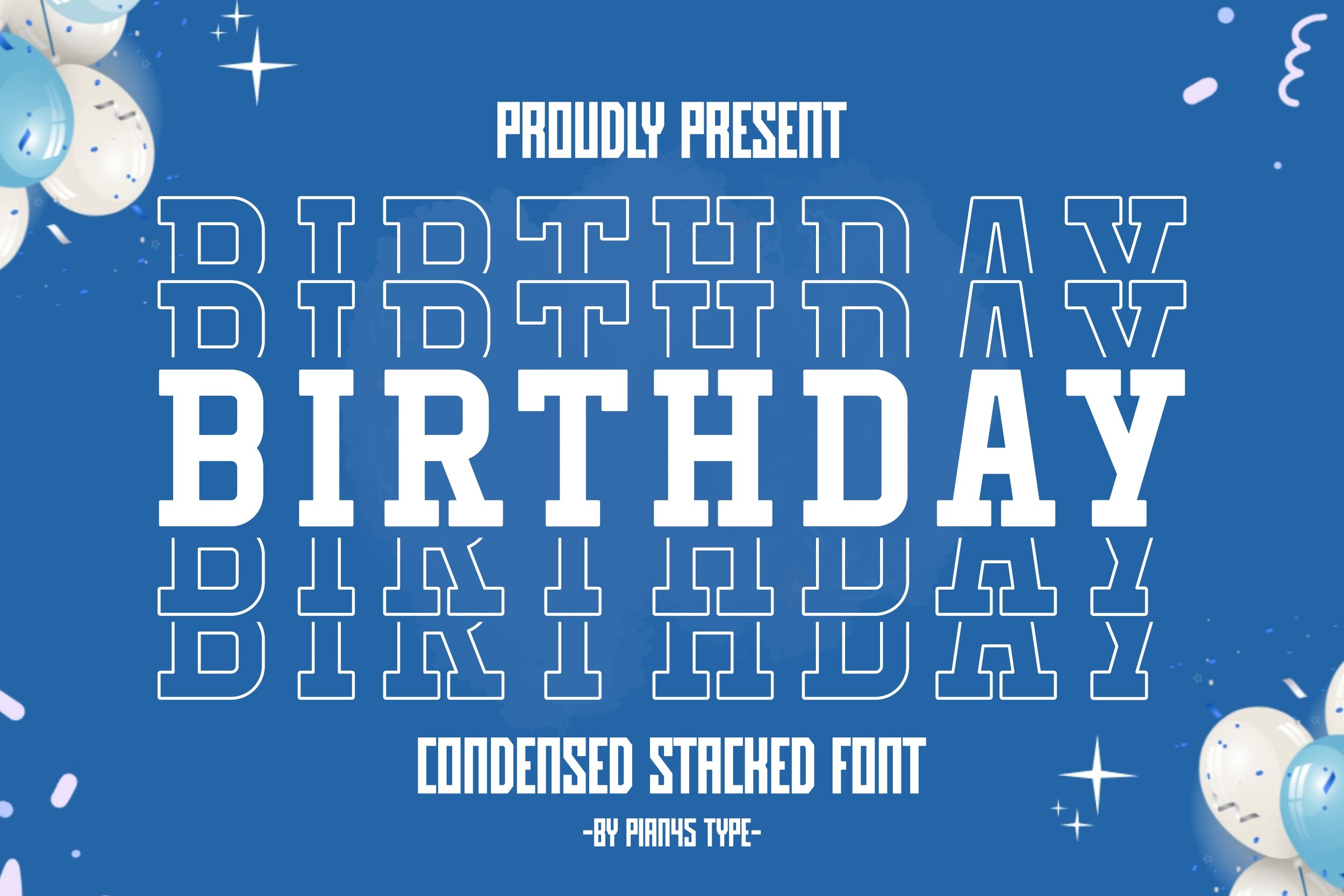 Birthday Stacked preview, stacked lettering font for posters and cake toppers