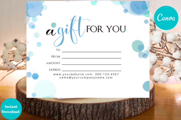 Blue Gift Voucher Card Canva Templa Graphics