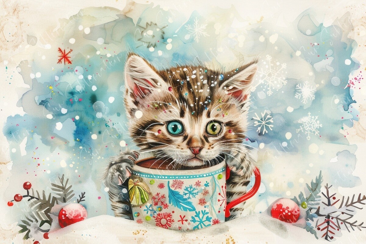 Christmas Cat in a Cup Graphic by Sun Sublimation · Creative Fabrica