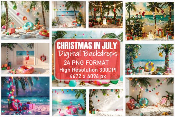 Christmas in July Digital Backdrops Illustration Fonds d'Écran Par Lazy Sun