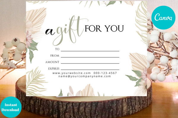 Floral Gift Card Canva Template