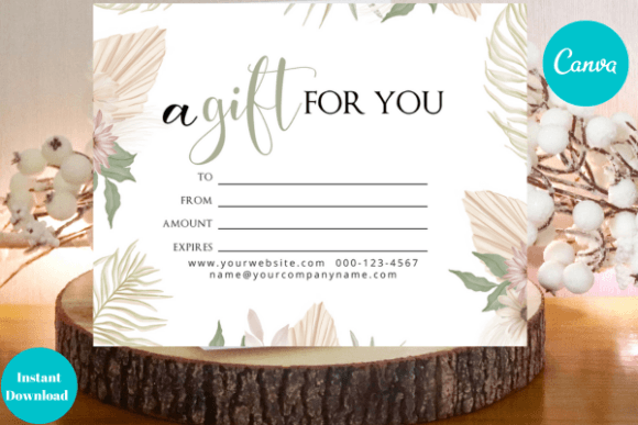Floral Gift Card Canva Template Graphics
